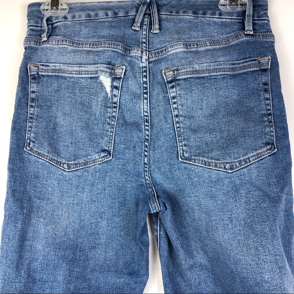 GOOD AMERICAN Good High Waist Straight Ankle Jeans Distressed Raw Hem Size 4/27 - Picture 5 of 11
